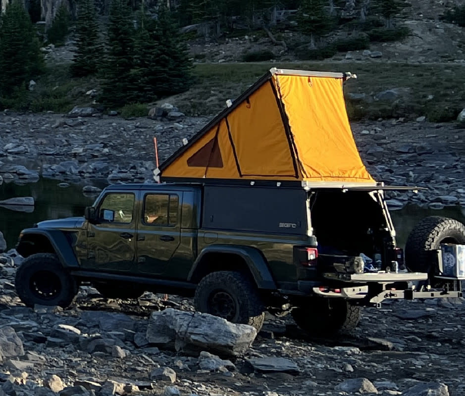 <em>The GFC Platform Camper is constructed of a strong aluminum frame that supports the aluminum-shelled ripstop tent.</em><p>Adam Bible</p>