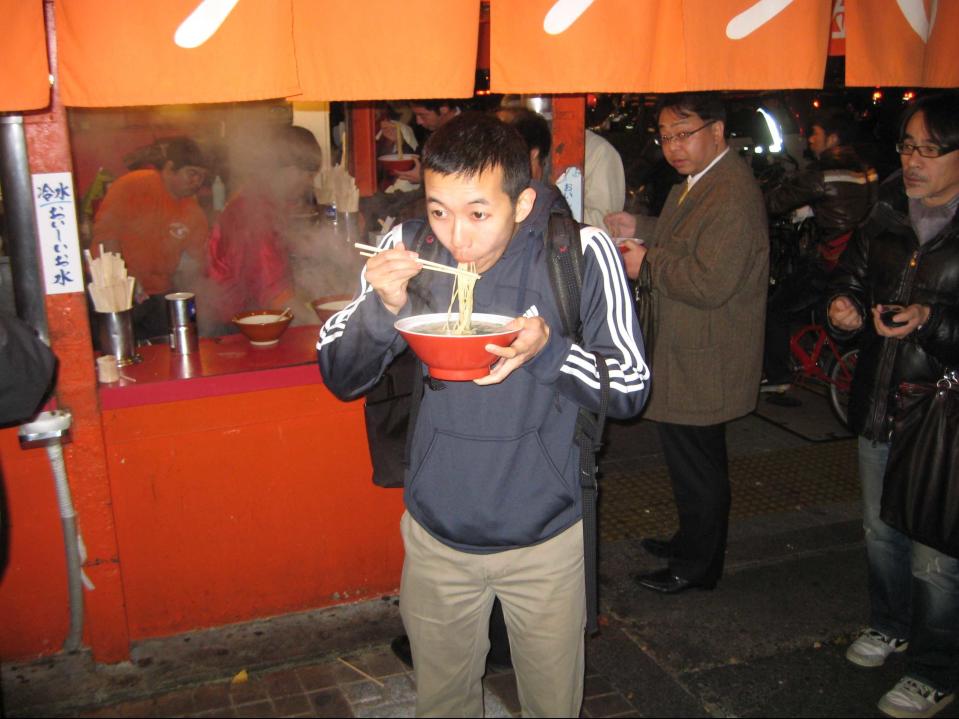 Slurping noodles in Osaka, Japan