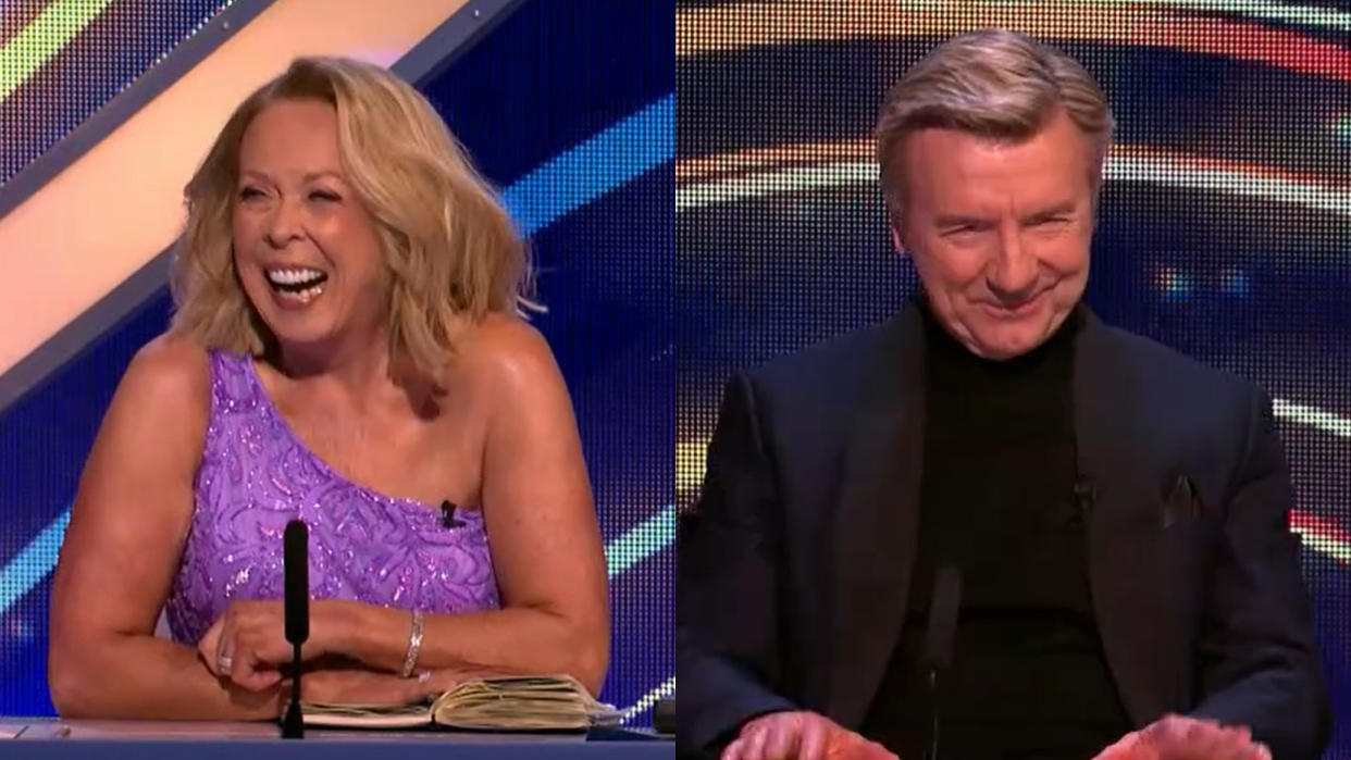 Torvill and Dean were less than happy to hear a snippet of their short-lived musical careers played out on Dancing On Ice. (ITV)
