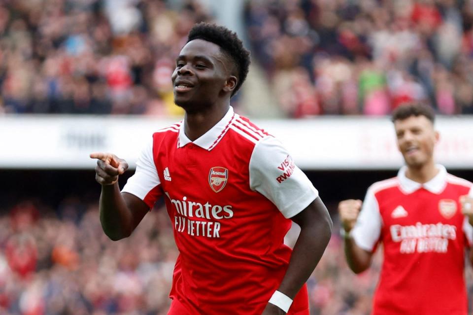 Bukayo Saka was the star of the show as the Gunners moved eight points clear at the top (Action Images via Reuters)