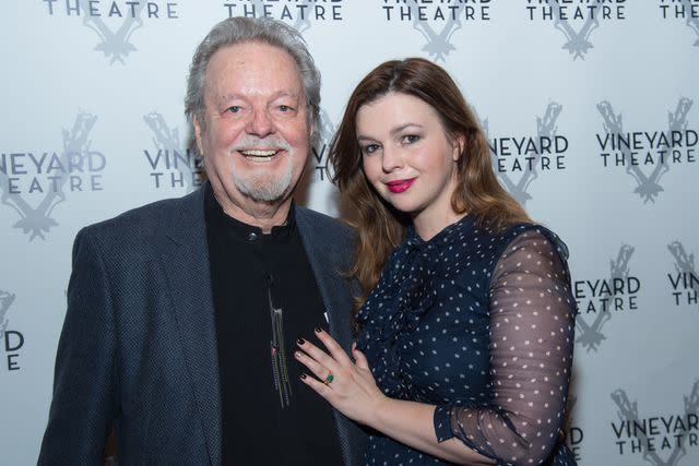 <p>Mark Sagliocco/Getty</p> Russ and Amber Tamblyn in New York City on May 21, 2017