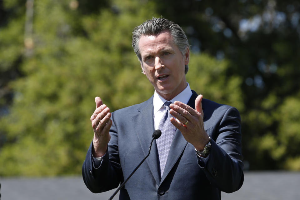 California Gov. Gavin Newsom was less confident than president Donald Trump about the NFL going on as scheduled this fall. (AP Photo/Rich Pedroncelli)