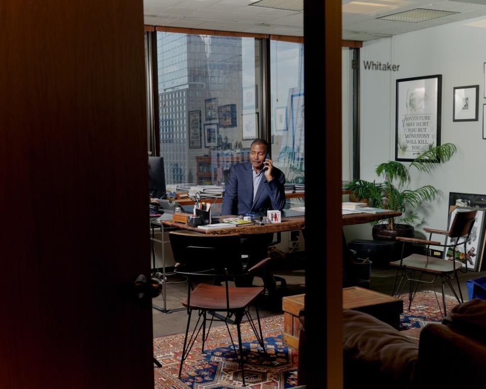 Whitaker at his "60 Minutes" office at CBS News (Evelyn Freja / For The Times)