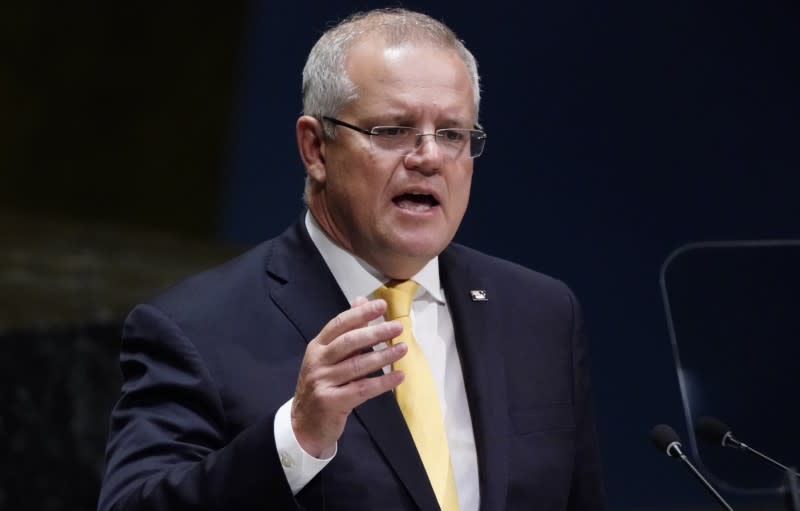 Australian Prime Minister Scott Morrison addresses the 74th session of the United Nations General Assembly at U.N. headquarters in New York City, New York, U.S.