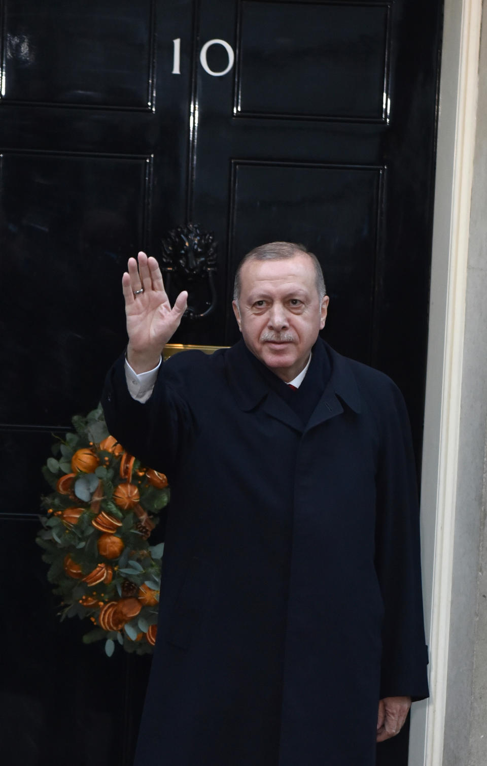 Turkish President, Recep Tayyip Erdogan attends a meeting at 10 Downing Street during the NATO Summit. (Photo by James Warren / SOPA Images/Sipa USA)