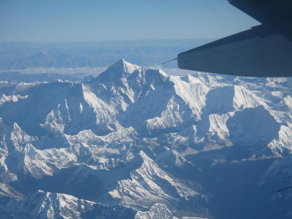 Mount Everest and surrounding snowcapped mountains