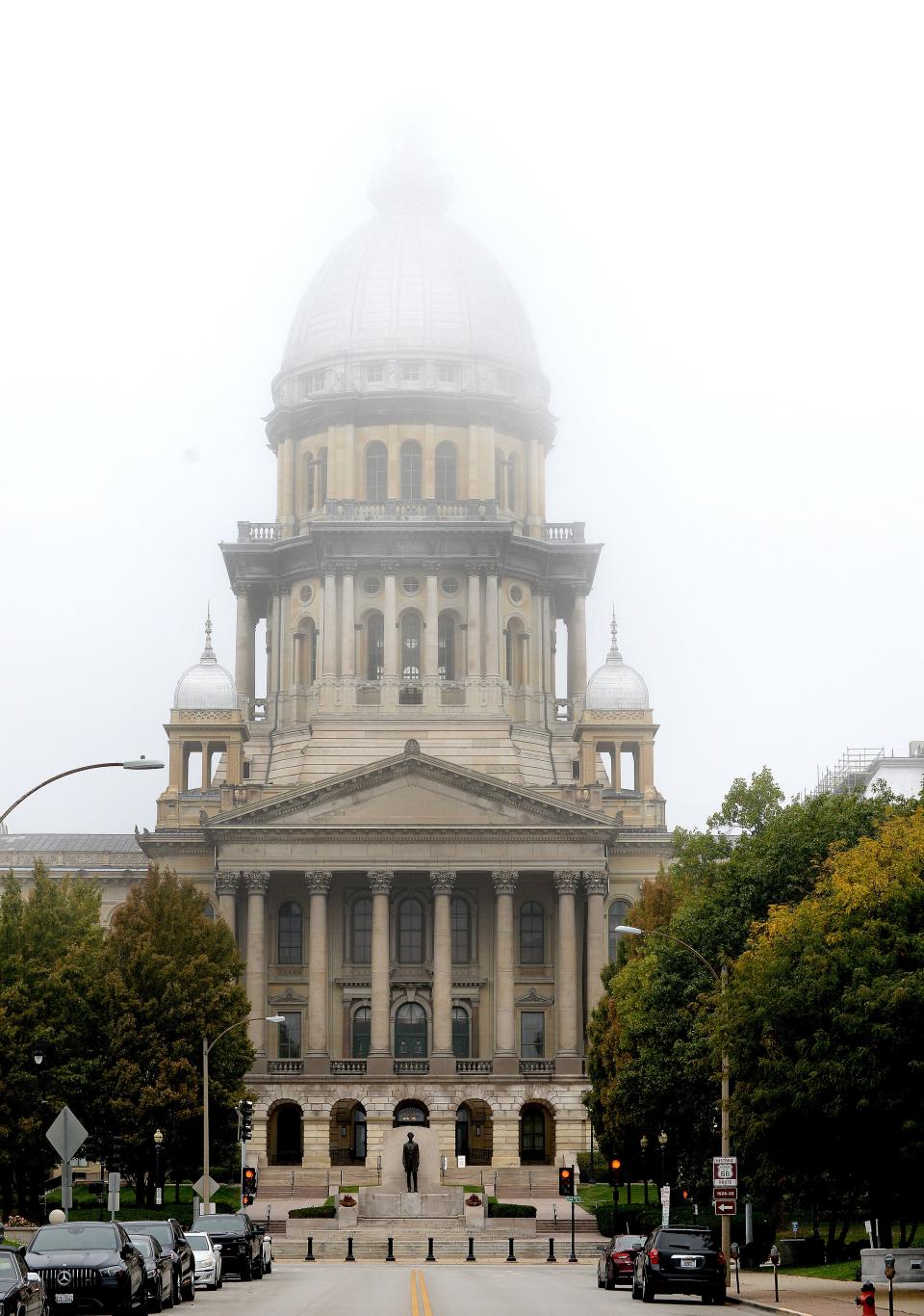 The state Capitol dome is obscured by fog as seen down Capitol Ave. Thursday morning, Sept. 28, 2023.