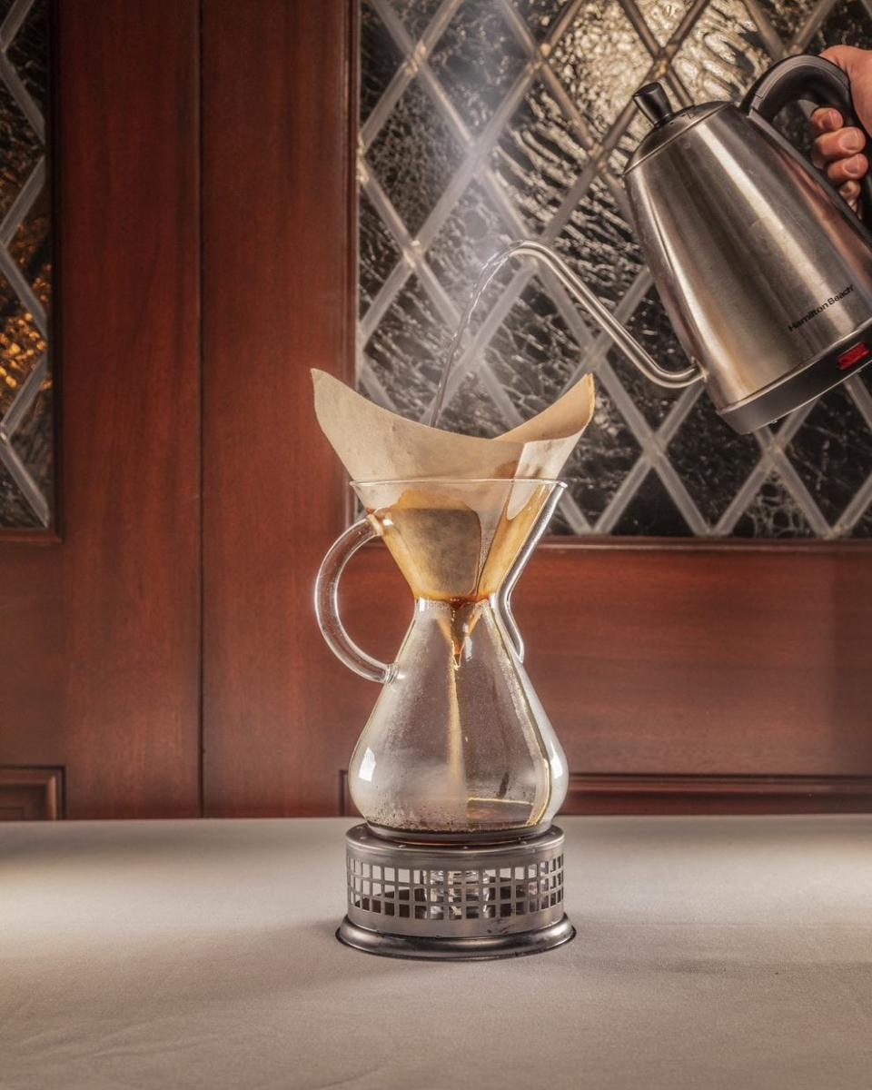 A special pour-over coffee served at The Brown Hotel in downtown Louisville