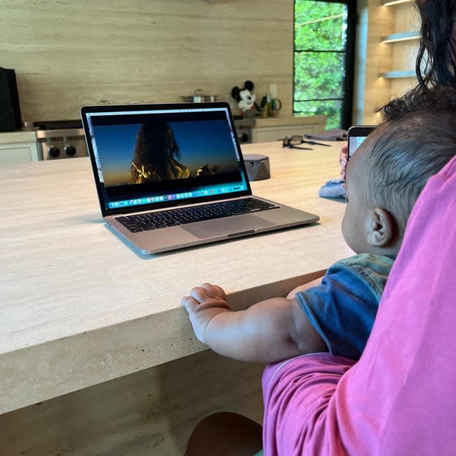 rihanna and her son in the kitchen