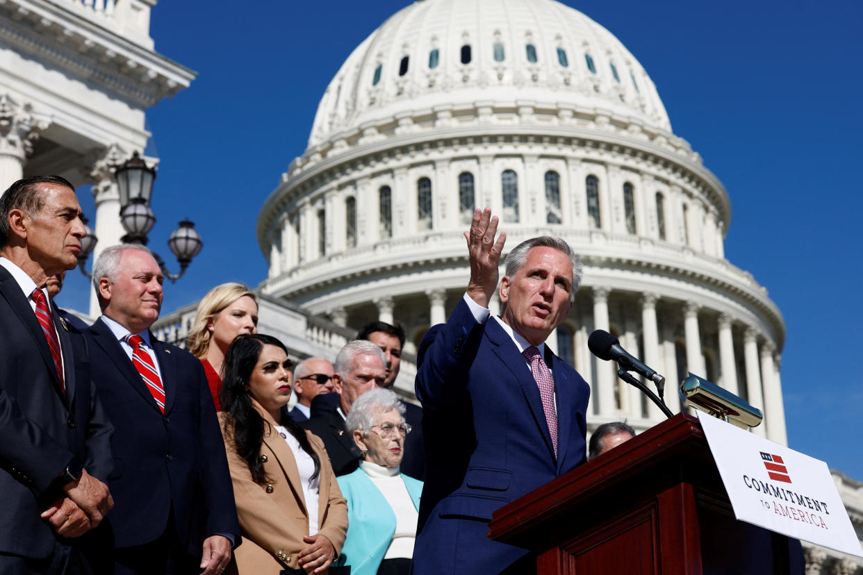 House Minority Leader Kevin McCarthy (R-CA) speaks during a news conference about the House Republicans 