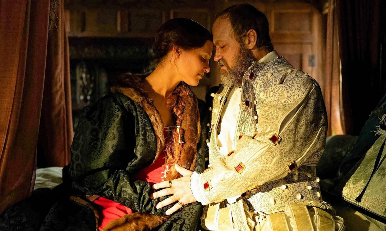 <span>Jude Law as a large, smelly Henry VIII in Firebrand, with Alicia Vikander as Catherine Parr.</span><span>Photograph: BFA/Alamy</span>