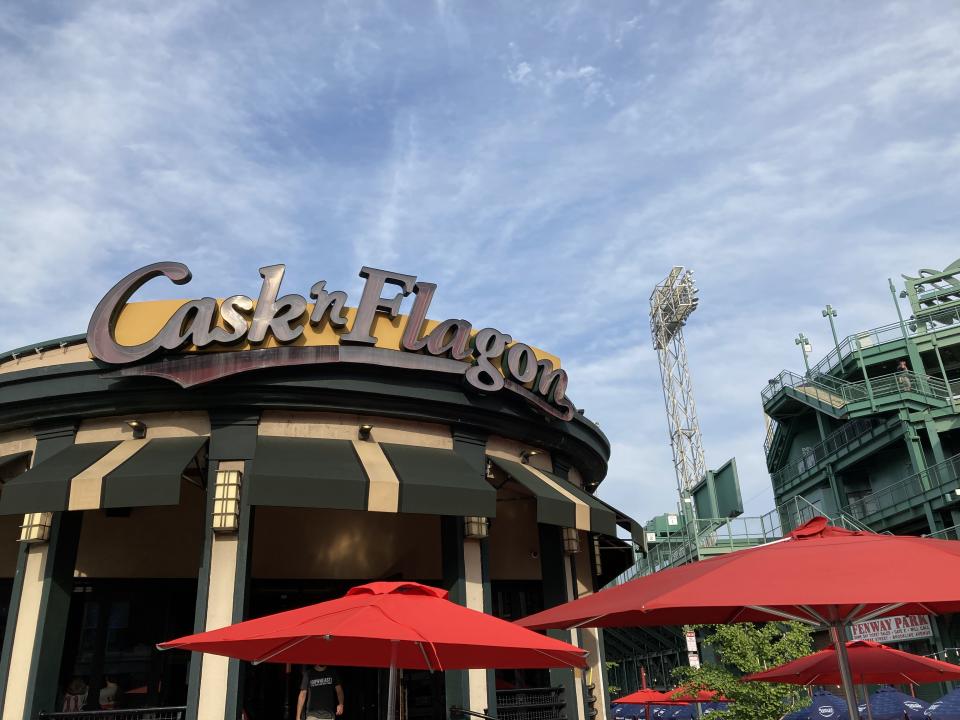 An outside view of Boston's Cask 'N Flagon bar.