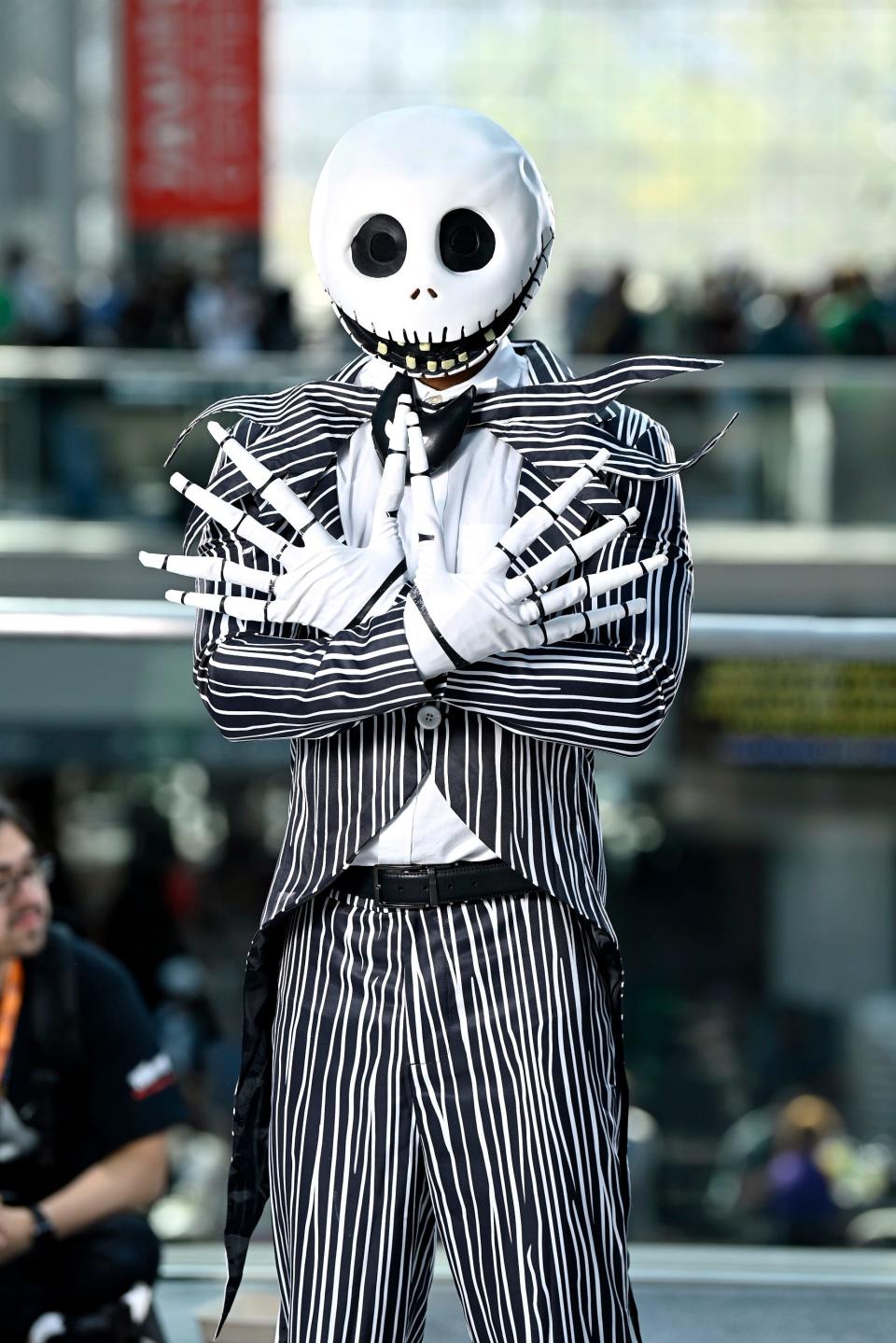 A Jack Skellington cosplayer poses during New York Comic Con 2022 on Oct. 07, 2022 in New York City.