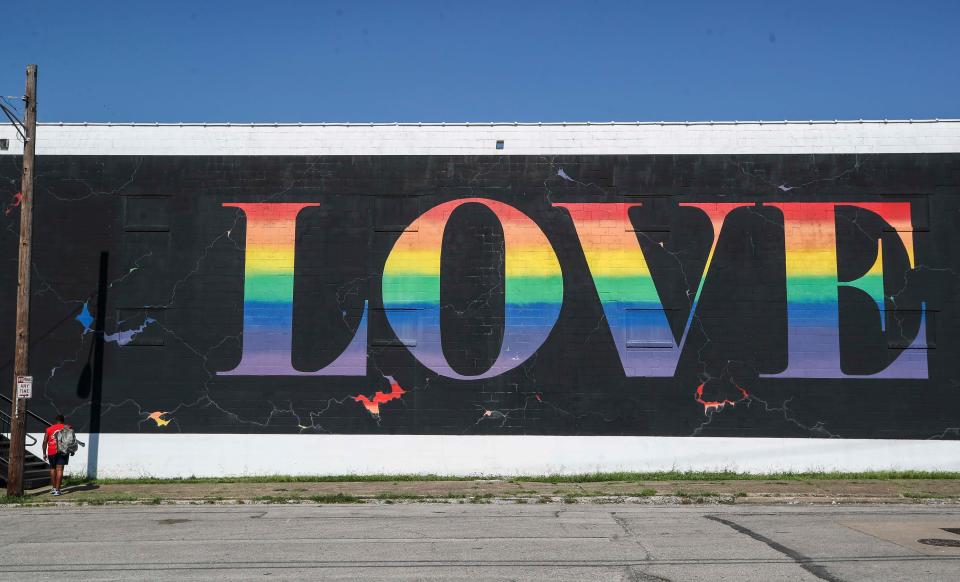 LOVE is a big deal in Butchertown, especially when it's a mural on the side of the Play Dance Bar building on Buchanan Street.