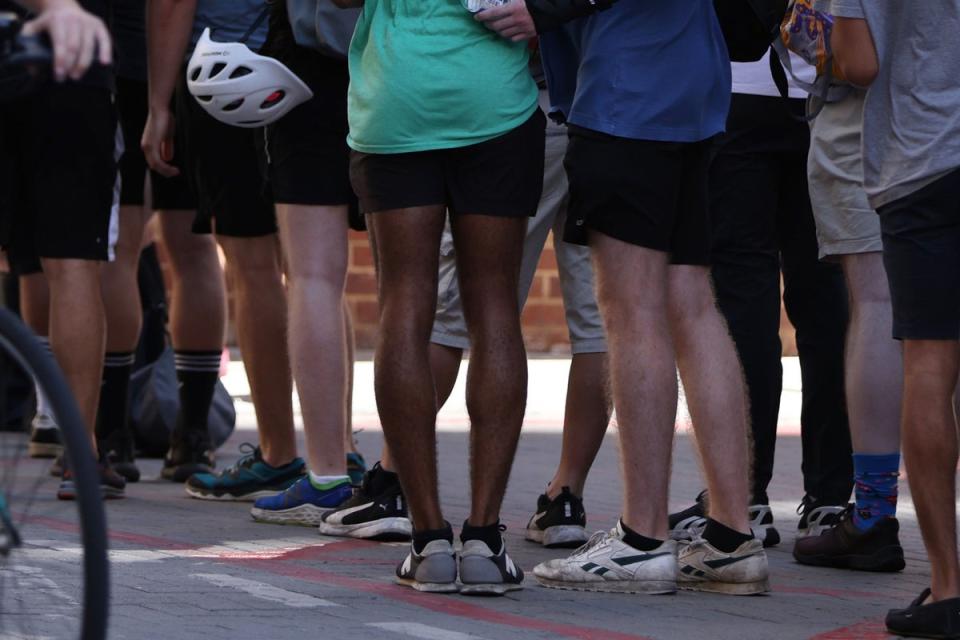 People line up to receive a monkeypox vaccine at Guy’s Hospital (Getty Images)