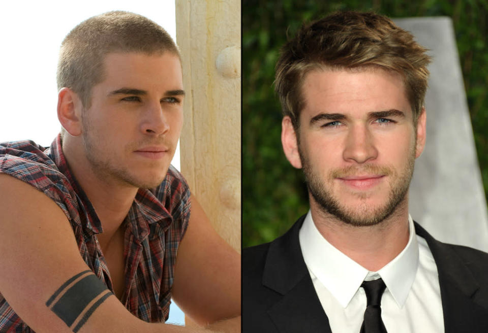 then and now the hunger games cast Liam Hemsworth