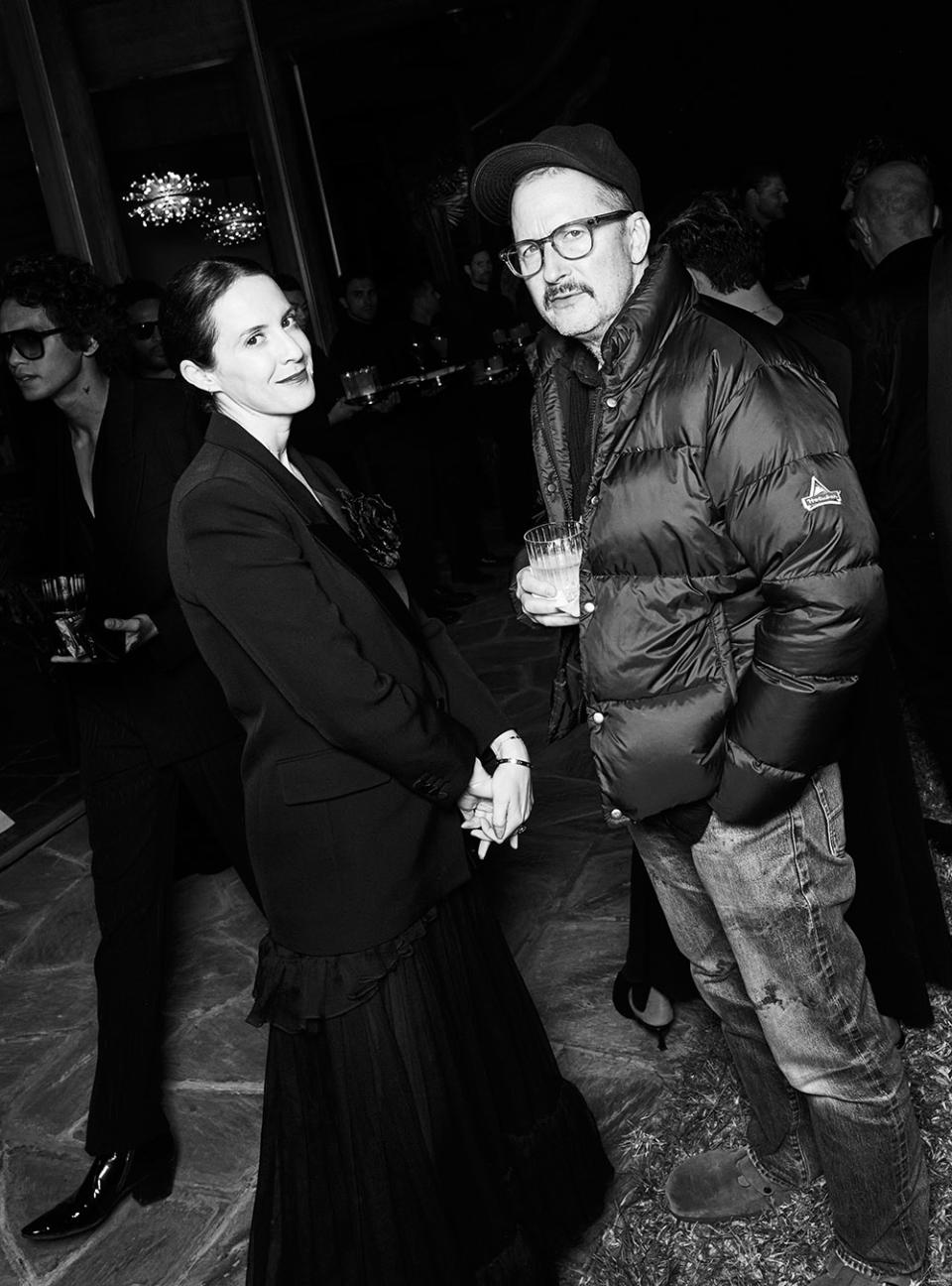 Sara Moonves and Todd Field attend an intimate dinner hosted by W editor-in-chief Sara Moonves and Saint Lauren creative director Anthony Vaccarello at a private residence in Los Angeles on March 9, 2023.