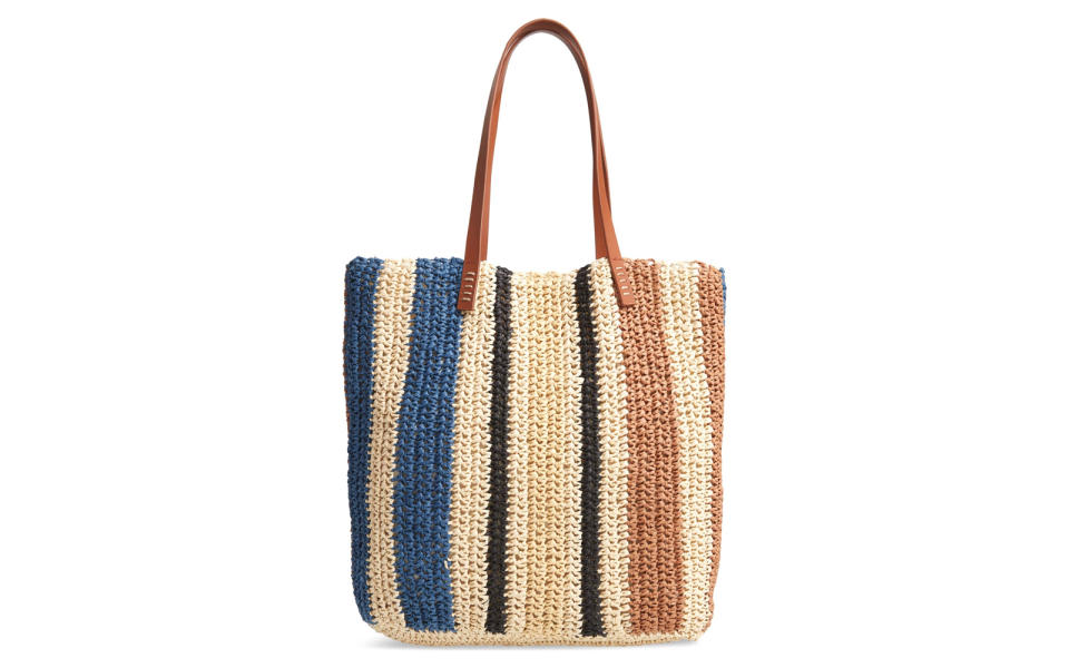 Nordstrom Stripe North/South Raffia Tote