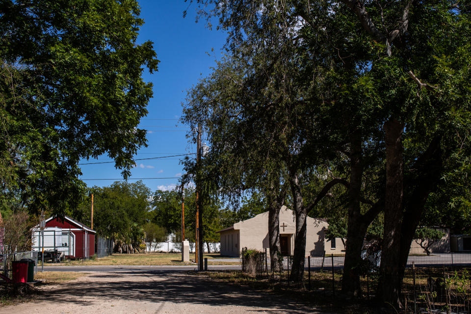Several of the residential roads aren’t paved around Bracketville, Texas, on Aug. 10, 2022. (Kaylee Greenlee Beal for NBC News)