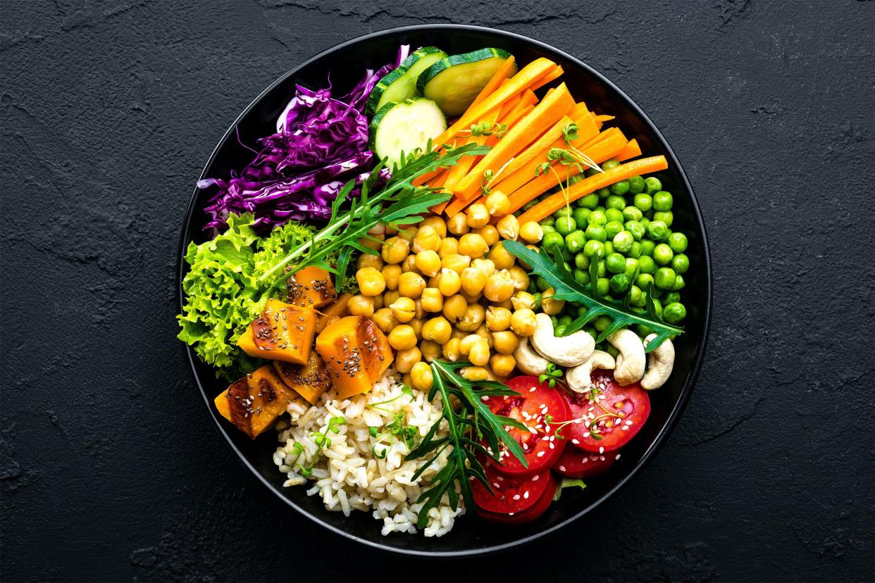 Healthy bowl of rice and vegetables