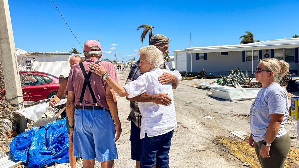 Fnp Am 100322 Kikohomepineisland
Gordie and Kiko ran into neighbors down the street. "We're so glad you're okay", Gordie said as she hugged them. Agusto "Kiko" and Julia "Gordie" Villalon, long time Pine Island residents, returned to their Island home for the first time since evacuating before Hurricane Ian. Monday, September 03, 2022, they got to findout just how much damage there was.