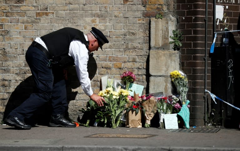 Floral tributes were left at the site where a vehicle was driven into Muslims worshippers near the Finsbury Park mosque in north London, on June 19, 2017