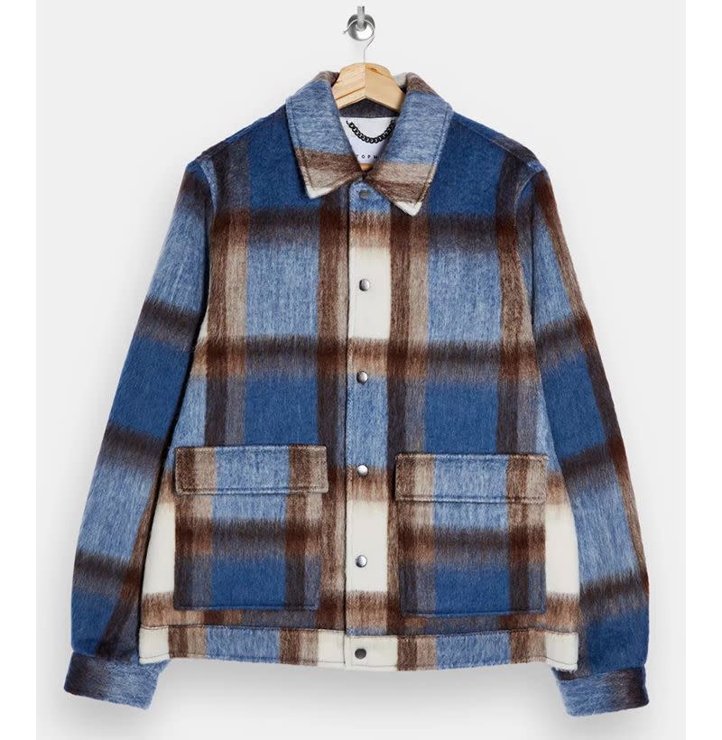 Blue Fade Check Shacket