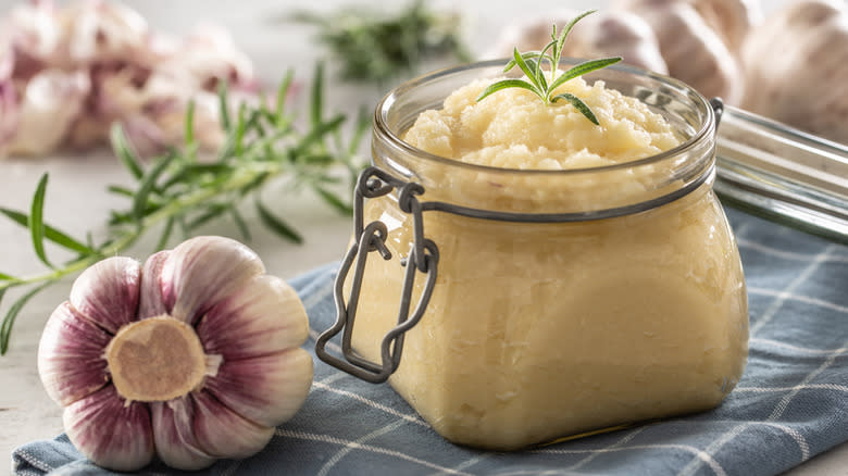 Jar of garlic paste