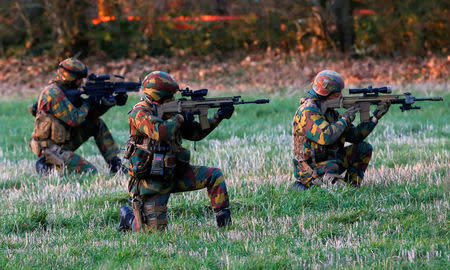 Belgian army Special Forces are seen during the Black Blade military exercise involving several European Union countries and organised by the European Defence Agency at Florennes airbase, Belgium November 30, 2016. REUTERS/Yves Herman