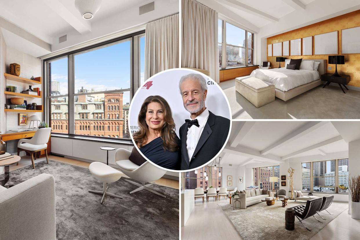 Inset of Paula Wagner and Rick Nicita over shots of the Tribeca condo they sold.