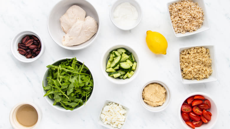 Mediterranean grain bowl ingredients