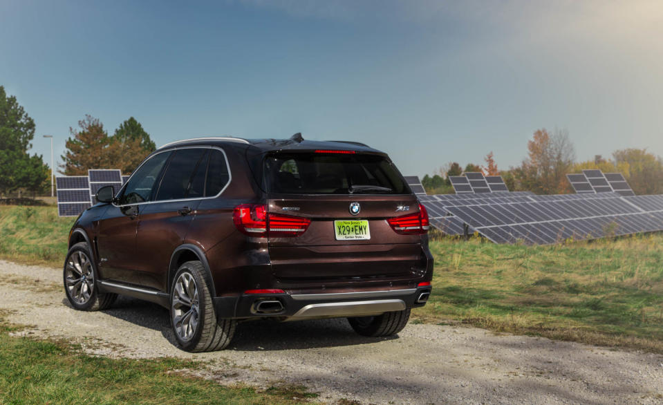 <p>Like the 330e sedan, BMW's X5 xDrive40e plug-in can drive 14 miles on electricity alone, but its 6.2-second sprint to 60 mph in our testing shows that BMW didn't compromise performance too much as it added some measure of electric driving range to its largest SUV. This is confirmed by its 56-MPGe rating. The only packaging casualty is the inability to order a third-row seat, since the battery is stowed beneath the cargo floor. Folks intrigued by this model might want to check out the X5 diesel, however, since that vehicle is a few thousand dollars less expensive and, in our hands, got better overall fuel economy.</p><p><span><strong><em>Read More</em></strong></span></p>