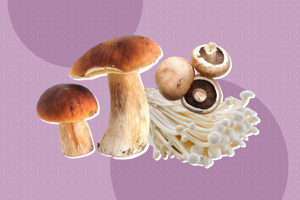 mushrooms on designed background