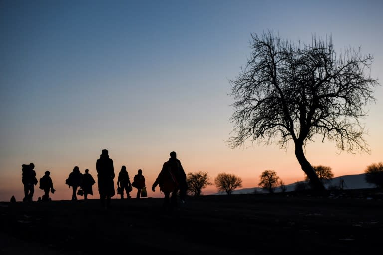 Migrants and refugees arrive in Serbia, near the village of Miratovac, in January