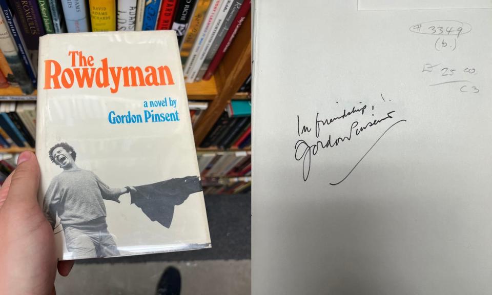 John Doull's bookstore also specializes in rare and out-of-print books, like this signed copy of The Rowdyman by Gordon Pinsent. 
