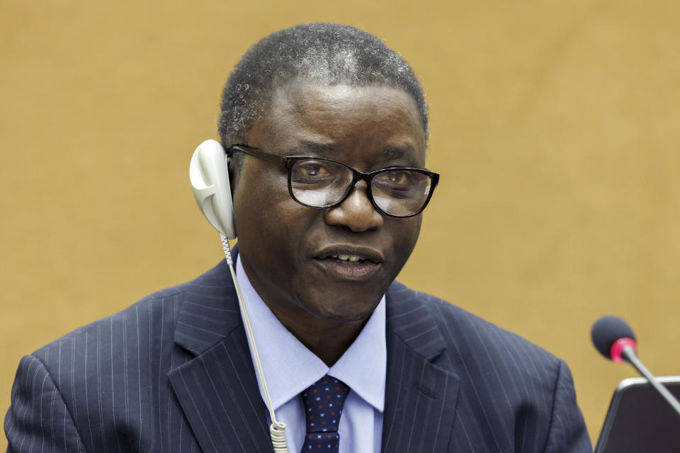 Chaloka Beyani, member of the Fact-Finding Mission, speaks to the media ahead of presenting the findings of the final report, at the 52nd session of the Human Rights Council during a press conference, at the European headquarters of the United Nations in Geneva, Switzerland, Monday, March 27, 2023. (Salvatore Di Nolfi/Keystone via AP)