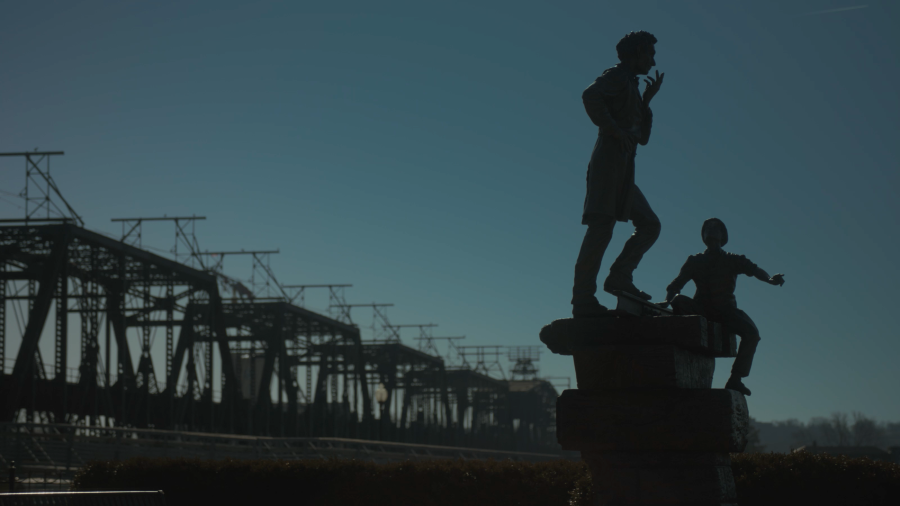 A view of the Abraham Lincoln statue in Davenport’s Bechtel Park, next to the Government Bridge, seen in “Bettendorf Talks.”