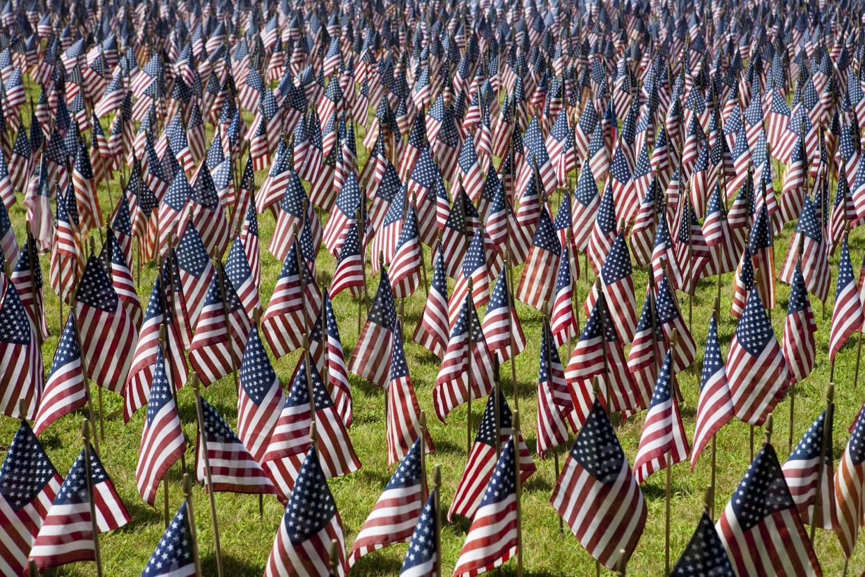 Thousands of flags representing fallen soldiers of the Iraq and Afghanistan wars.