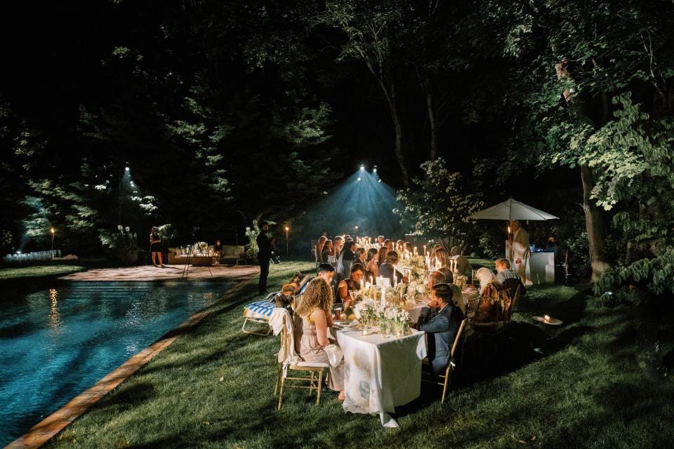 The Bride and Groom Said Their Vows Beneath a Floral Chuppah at This Hamptons Backyard Wedding