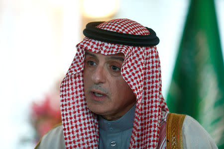 Saudi Arabia's Foreign Minister Adel al-Jubeir speaks during an interview with Reuters in Munich, Germany, February 18, 2018. REUTERS/Ralph Orlowski