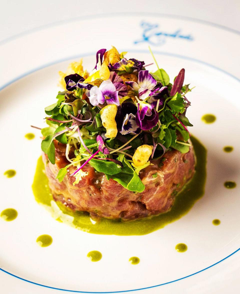 Tuna tartare is among signature selections on La Goulue's Flavor dinner menu.