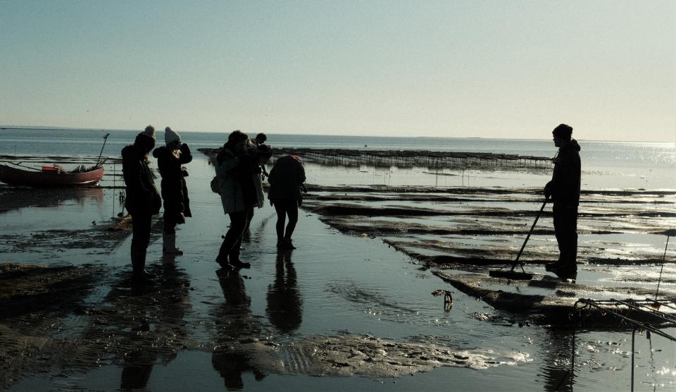 Pace University students film a documentary, "Tide to Table: The Remarkable Journey of Oysters," in Welfleet, Massachusetts on Cape Cod earlier this year. The documentary will be shown on Cape Cod in June.