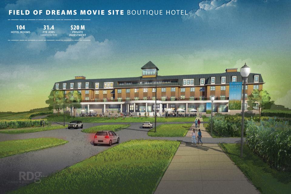 The new plans for the "Field of Dreams" movie site call for a boutique hotel to be built.