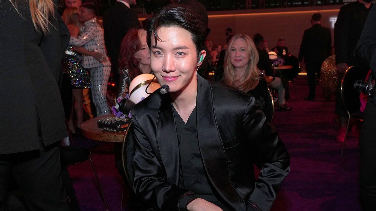 J-Hope of BTS poses during the 64th Annual GRAMMY Awards at MGM Grand Garden Arena on April 03, 2022 in Las Vegas, Nevada.