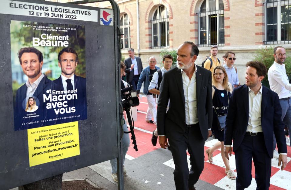 Édouard Philippe est venu soutenir Clément Beaune mercredi 15 juin 2022, en campagne pour le second tour des législatives à Paris - THOMAS COEX / AFP