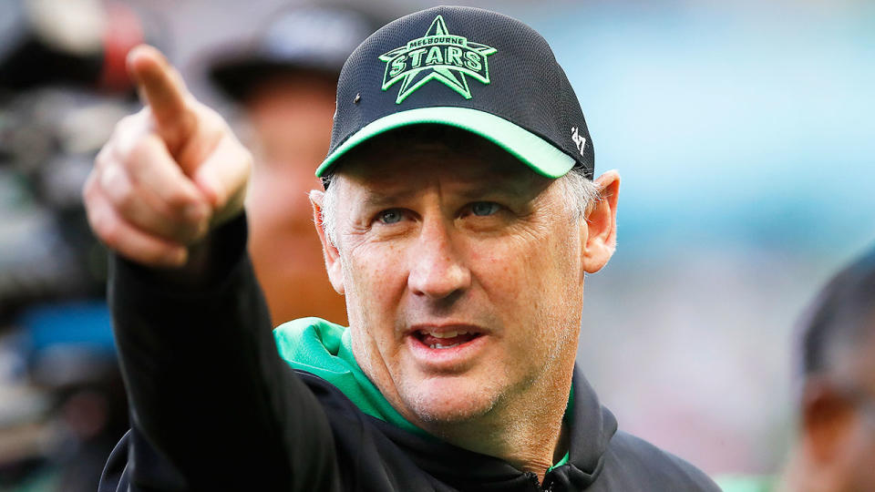 Seen here, Stars coach David Hussey was fined for comments before the Strikers clash in Adelaide.