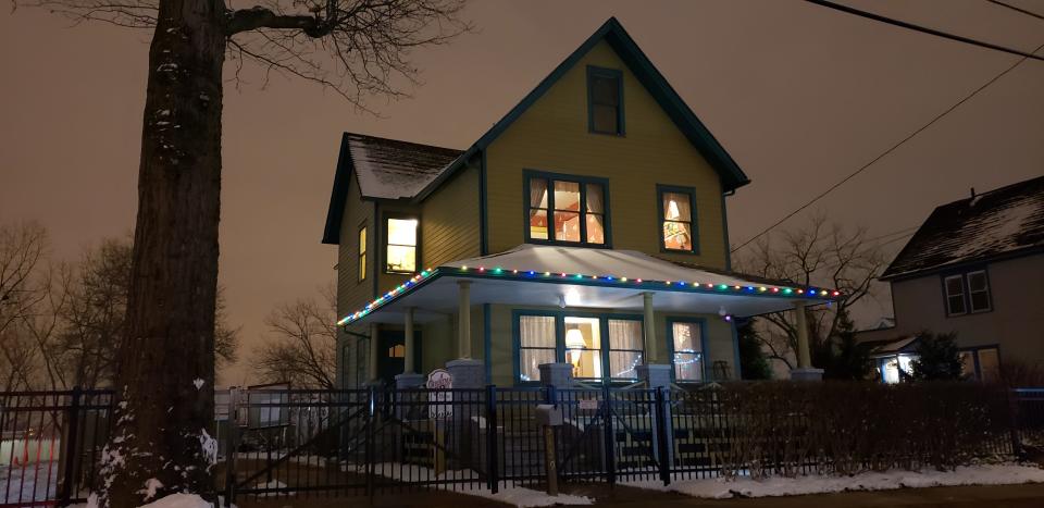 With the infamous leg lamp shining in the front window, the exterior of A Christmas Story House and Museum in Cleveland evokes a scene from the holiday classic, u0022A Christmas Story.u0022