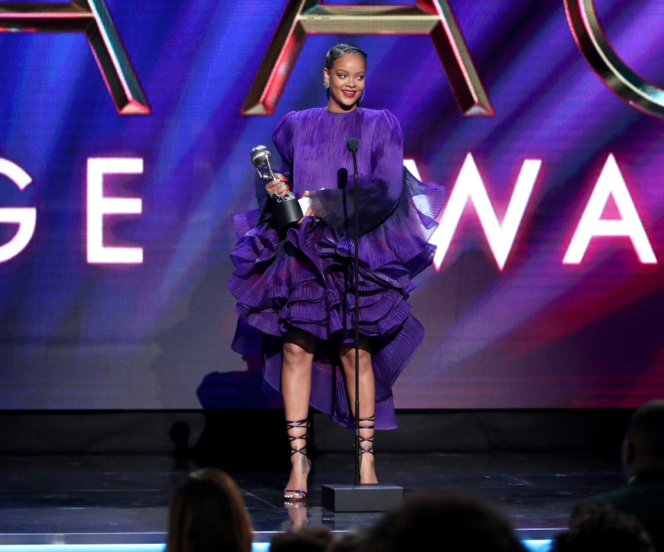 Rihanna accepts the President's Award onstage during the 51st NAACP Image Awards in Pasadena, Calif. on Feb. 22, 2020.<span class="copyright">Rich Fury—Getty Images</span>