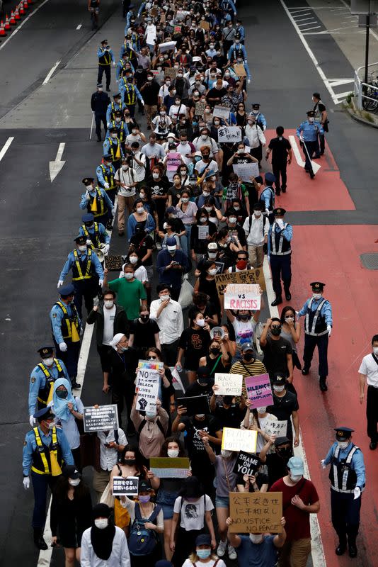 Protest march over the alleged police abuse of a Turkish man in echoes of a Black Lives Matter protest, following the death of George Floyd who died in police custody in Minneapolis, in Tokyo