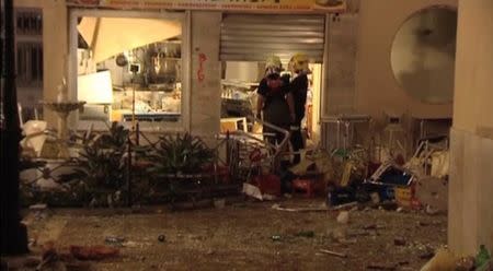 A view of the scene after a gas cylinder exploded in a cafe in Velez-Malaga, Spain October 1, 2016 in this still image taken from video. Wikono via Reuters TV